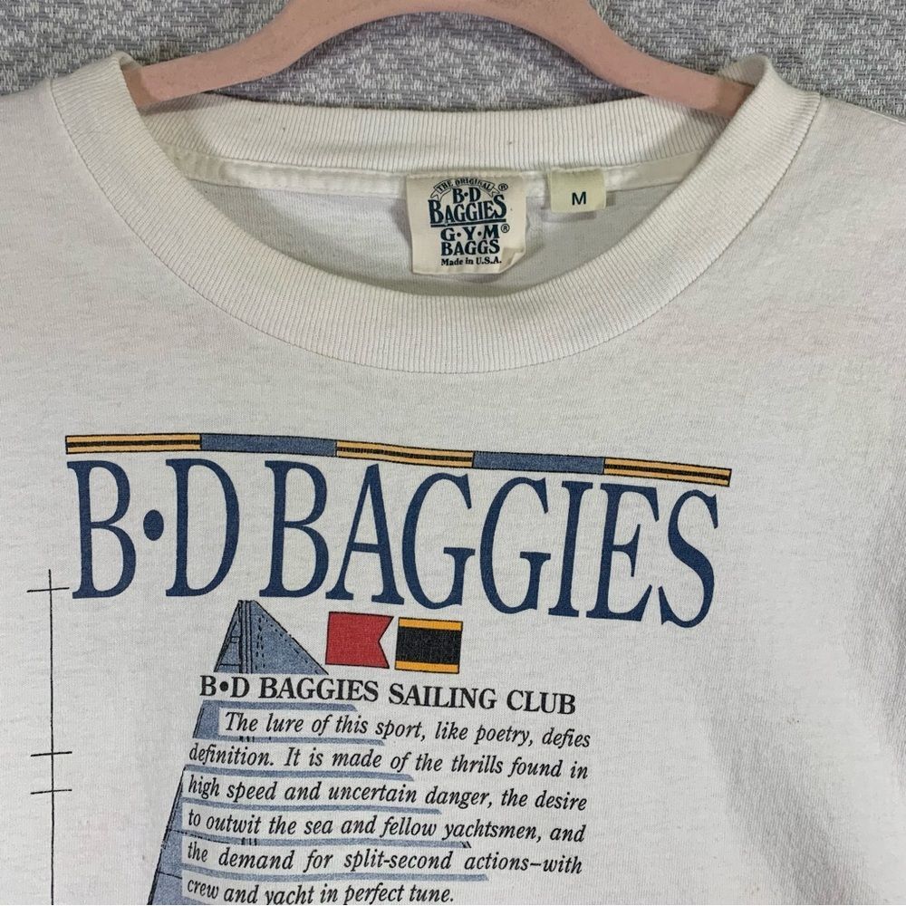 BD BAGGIES Vintage Gym Baggs Sailing Club Flags T Shirt USA Single Stich Med - Picture 3 of 12